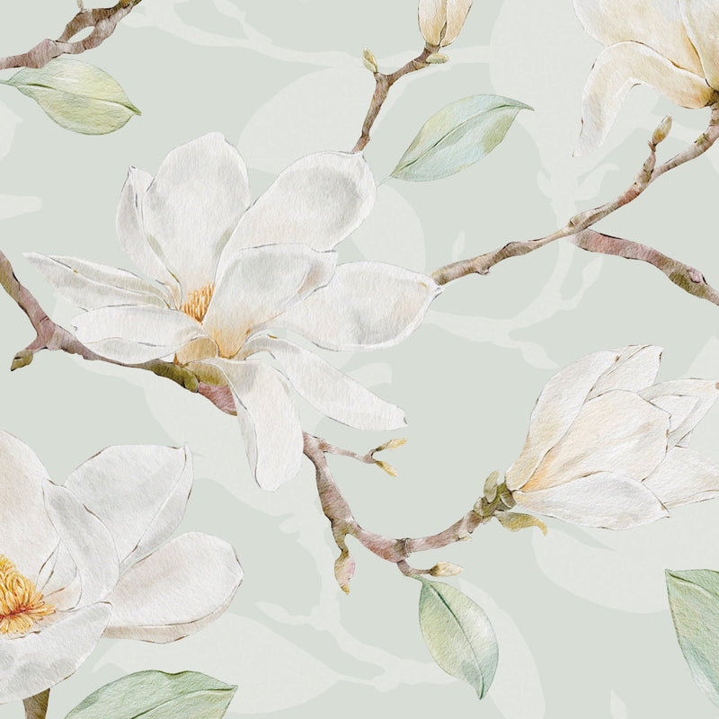 White Magnolia Wall Mural Peel and Stick Wallpaper.