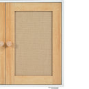 Pet-Friendly Furniture Style Cat Litter Box House with Sisal Scratching Door and Charging Socket, Beige+White MDF