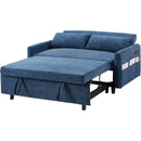 55.1' Pull Out Sleep Sofa Bed Loveseats Sofa Couch with Adjsutable Backrest, Storage Pockets, 2 Soft Pillows, USB Ports for Living Room, Bedroom, Apartment, Office, Blue (Old SKU: WF315689AAC)