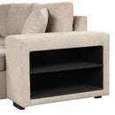 Modern L-Shape 3 Seat Reversible Sectional Couch with Pull Out Sleeper, Storage Chaise & 2 Stools, Cream, Linen Chenille