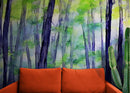 Watercolor Forest Wallpaper. Colorful Forest Peel and Stick Wall Mural.