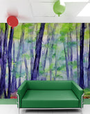 Watercolor Forest Wallpaper. Colorful Forest Peel and Stick Wall Mural.
