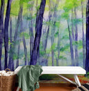 Watercolor Forest Wallpaper. Colorful Forest Peel and Stick Wall Mural.