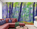Watercolor Forest Wallpaper. Colorful Forest Peel and Stick Wall Mural.
