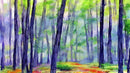 Watercolor Forest Wallpaper. Colorful Forest Peel and Stick Wall Mural.
