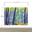 Watercolor Forest Wallpaper. Colorful Forest Peel and Stick Wall Mural.