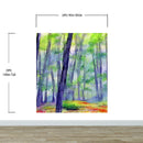 Watercolor Forest Wallpaper. Colorful Forest Peel and Stick Wall Mural.