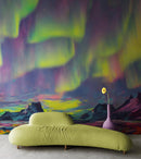 Aurora Borealis Wallpaper, Peel and Stick Wall Mural. Northern Lights Art Painting. Colorful Wallpaper.