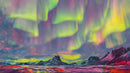 Aurora Borealis Wallpaper, Peel and Stick Wall Mural. Northern Lights Art Painting. Colorful Wallpaper.