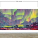 Aurora Borealis Wallpaper, Peel and Stick Wall Mural. Northern Lights Art Painting. Colorful Wallpaper.