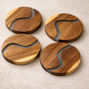 Ibiza Teak Wood & Resin Coaster Set – 4 Piece