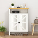 Modern Minimalist MDF Shoe Cabinet with Sliding Door Design - White