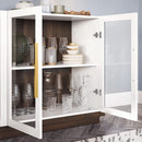 Brixston Modern Wood Glass Buffet Cabinet 64 Inch Wide
