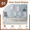 Table and chair set.63'x31.5x30' Luxurious Snow Mountain Patterned Sintered Stone Table with Silver Metal Butterfly Legs.Paried With 4 Light Gray High-quality PU Chairs With Arched Metal Legs.