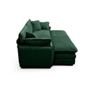 Two-Seater Theater Sofa  with 2 Footrest, 2-Seater Sofa with Ottoman for Small Living Spaces,Green Corduroy