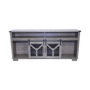 65.3' TV Stand with LED light strips and Iron mesh barn door Y decorative strip country grey farmhouse style