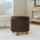Brown Velvet Upholstered Ottoman With Concealed Storage