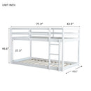 Solid Wooden , Solid Rubber Wooden Twin over Twin Floor Bunk Bed with Ladder ,Upper and Bottom Bed Platforms crafted with Strengthened Slats, White