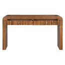TREXM Rustic Console Table with Fluted Drawer Front, Entryway Table with Curved Corners & Thick Legs, Sturdy Sofa Table for Hallway & Living Room (Brown)