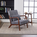 Mid-Century Modern Accent Chair, Arm Chair Living Room Chairs with Pillow Upholstered Reading Chair with Solid Wood Frame &  Living Room Bedroom Balcony (Antique Dark Grey)