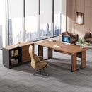 63 Inch L Shaped Executive Desk With Storage Shelves