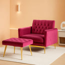 Fuchsia Velvet Adjustable Accent Chair With Three Backrest Angles