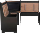 Black Pecan Five Seat Dining Set With Storage Benches