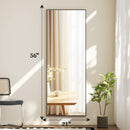 Full Length Standing Mirror 56x21 Black Aluminum Frame Tempered Glass