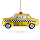 Yellow Taxi Glass Christmas Ornament