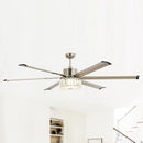 65" Satin Nickel Indoor Down Rod Ceiling Fan