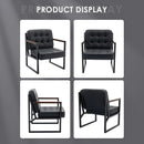 Mid Century Classic Black Leather Upholstered Accent Chair