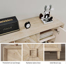 60'' Premium Rustic American Farmhouse Credenza - Symmetrical Sunburst Door Design, Heavy-Duty Antique Wood TV Stand with Adjustable Shelves, Storage Cabinet for Living Room/Kitchen (Antique Natural)