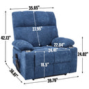 Blue Dual Motor Infinite Position Up to 350 LBS Chenille Power Lift Recliner Chair, Heavy Duty Motion Mechanism with 8-Point Vibration Massage and Lumbar Heating, Dual Cup Holders