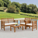 Outdoor Wood Sofa Set Natural Acacia With Thick Cushions