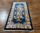 Chinese Rug 3x6, Peking Rug, Blue Chinese Wool Rug, Fete Rug