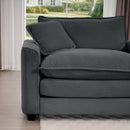 Grey Corduroy 3-Seater L-Shaped Sofa with Ottoman - Comfortable and Stylish for Small Living Rooms