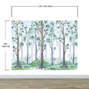 Nursery Woodland Forest Wallpaper. Watercolor Birch Tree Forest Wall Mural.