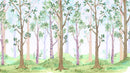 Nursery Woodland Forest Wallpaper. Watercolor Birch Tree Forest Wall Mural.