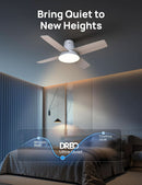 44 Inch Ceiling Fan With Lights White Remote Control