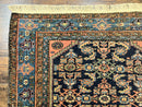 Antique Persian Tribal Rug 5x7, Navy Blue & Pink, Hand Knotted Handmade 1920s Wool Rug, Allover Pattern, Persian Hamadan Rug