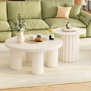 U-Can Modern Coffee Table Set of 2, Round Coffee Table with Cylindrical Leg Design and 1 End Table for Living Room