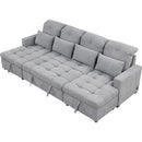 110.2' Oversized U-shaped Sofa Versatile Sectional Sofa Pull-out Sofa Bed with Double Storage Chaise Lounges and Two USB Ports for Living Room,Gray