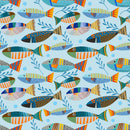 Underwater Fish Wallpaper. Colorful Tropical Fish Pattern Peel and Stick Wall Mural.