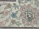Indo Persian Rug 9x12, Navy Blue and Ivory/Cream, Floral Allover, Wool Vintage Handmade Carpet