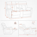 Mocha Power Recliner Loveseat With Massaging For Living Room Comfort