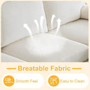 Beige 111 Inch U Shape Corduroy Sectional Sofa With Chaises