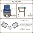 Outdoor Natural Wicker Swivel Patio Chairs Set With Glass Top Side Table