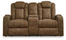 Wolfridge - Power Reclining Loveseat With Console /Adj Hdrst - Brindle