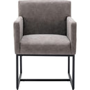 Set Of 4 Grey Upholstered Armchairs With Linen Fabric