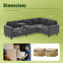 L-shaped 4-seater 105.5''*66.5'' corduroy sofa, large storage armrests with center console, USB charging, left and right seats can be switched, 2 packages of 130